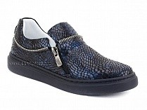 295-114(31-36) Миниколор (Minicolor), туфли детские ортопедические профилактические, кожа, синий крокодил в Астане