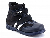 121-2,12,9 Тотто (Totto), ботинки детские утепленные ортопедические профилактические, кожа, нубук, синий, белый. в Астане