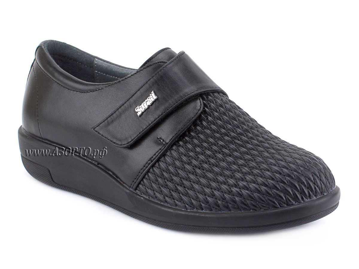 241120 Сурсил-Орто (Sursil-Ortho), туфли для взрослых, черные, кожа, стрейч, полнота 5