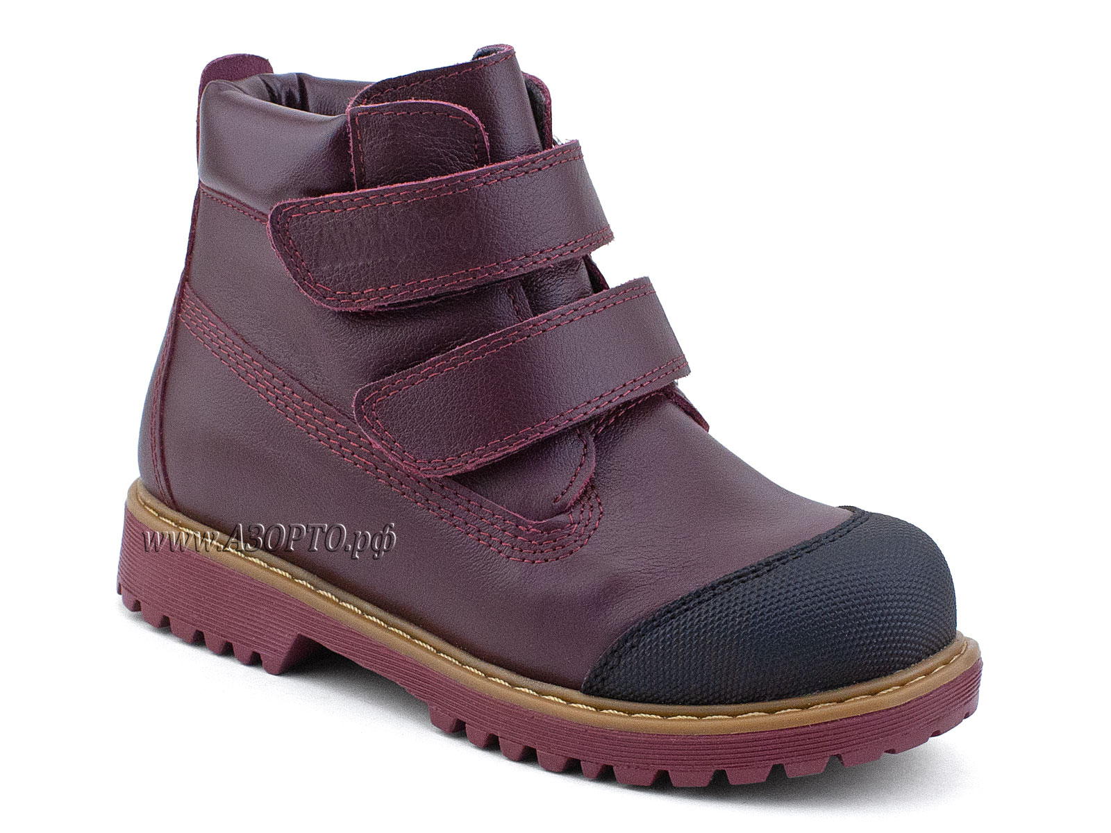 505 Б(31-36) Минишуз(Minishoes), ботинки ортопедические профилактические, демисезонные утепленные,  кожа, байка, бордовый