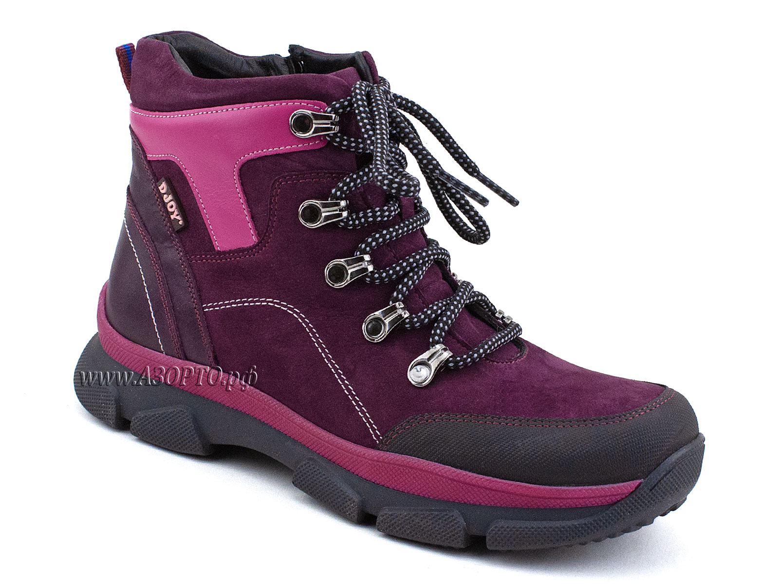 2052-111-078-413-116 (37-40) Джойшуз (Djoyshoes) ботинки подростковые ортопедические профилактические утеплённые, флис, нубук, кожа, вишневый, розовый