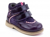 319-3 (21-25) Твики (Twiki) ботинки демисезонные детские ортопедические профилактические утеплённые, кожа, нубук, байка, фиолетовый в Астане