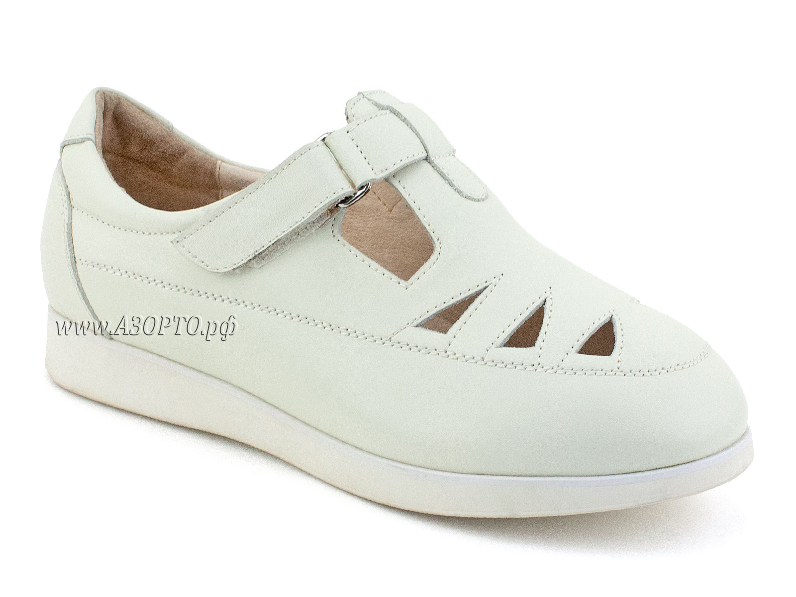 140112 Ортек (Ortek), туфли для взрослых, женские, ригидная подошва, кожа, белый.