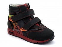 092-11 Бос (Bos), ботинки детские ортопедические профилактические, не утепленные, кожа, нубук, черный, красный в Астане
