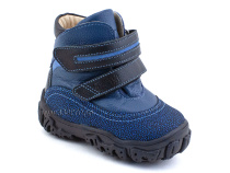 521-12 (21-26) Твики (Twiki) ботинки детские зимние ортопедические профилактические, кожа, натуральная шерсть, джинсово-черный в Астане