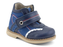202-3 Твики (Twiki), ботинки демисезонные детские ортопедические профилактические на флисе, флис, кожа, нубук, синий в Астане
