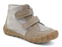201-191,138 Тотто (Totto), ботинки демисезонние детские профилактические на байке, кожа, серо-бежевый в Астане