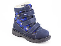 155-73 (26-30) Бос (Bos), ботинки детские зимние профилактические , натуральный шерсть,  кожа, нубук, синий, милитари в Астане