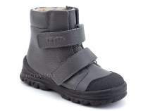3381-721 Тотто (Totto), ботинки детские утепленные ортопедические профилактические, байка, кожа, серый в Астане