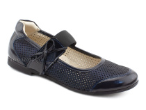 0015-500-0076 (37-40) Джойшуз (Djoyshoes), туфли Подростковые ортопедические профилактические, кожа перфорированная, темно-синий  в Астане