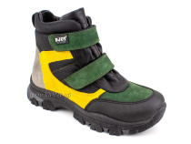 088-111-282-450 (31-36) Джойшуз (Djoyshoes) ботинки детские зимние мембранные ортопедические профилактические, натуральный мех, мембрана, нубук, кожа, черный, желтый, зеленый в Астане