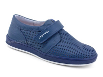 30024-702 Тотто (Totto), туфли школьные ортопедические профилактические, кожа перфорированная, синий в Астане
