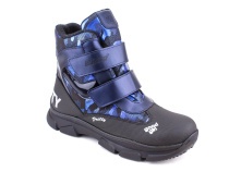 2542-25МК (37-40) Миниколор (Minicolor), ботинки зимние подростковые ортопедические профилактические, мембрана, кожа, натуральный мех, синий, черный в Астане