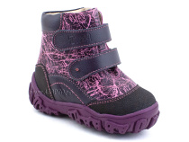 520-8 (21-26) Твики (Twiki) ботинки детские зимние ортопедические профилактические, кожа, натуральный мех, розовый, фиолетовый в Астане
