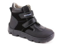 BL-271(5) Боттилини (Bottilini), ботинки  детские демисезонные  ортопедические профилактические, кожа, нубук, байка, черный в Астане
