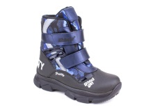 2542-25МК (31-36) Миниколор (Minicolor), ботинки зимние детские ортопедические профилактические, мембрана, кожа, натуральный мех, синий, черный в Астане