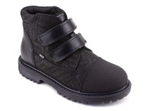 201-125 (31-36) Бос (Bos), ботинки детские утепленные профилактические, байка, кожа, нубук, черный, милитари в Астане
