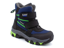 061-111-160 (26-30) Джойшуз (Djoyshoes) ботинки  ортопедические профилактические мембранные утеплённые, флис, мембрана, нубук, темно-синий, черный в Астане