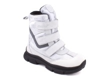 2750-1МК (31-36) Миниколор (Minicolor), ботинки зимние детские ортопедические профилактические, мембрана, нубук, натуральный мех, белый, серебристый в Астане