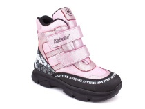 2633-06МК (31-36) Миниколор (Minicolor), ботинки зимние детские ортопедические профилактические, мембрана, кожа, натуральный мех, розовый, черный в Астане