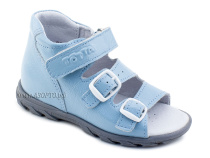 0313-9-603 Тотто (Totto), сандалии детские открытые ортопедические профилактические, кожа, голубой в Астане