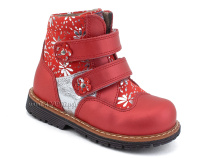 2031-13 Миниколор (Minicolor), ботинки детские ортопедические профилактические утеплённые, кожа, байка, красный в Астане