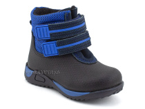19-583-4 Скороход (Skorohod), ботинки демисезонные утепленные, байка, гидрофобная кожа, синий, чёрный в Астане