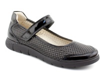 0026-178-043 (37-40) Джойшуз (Djoyshoes), туфли подростковые ортопедические профилактические, кожа перфорированная, черный  в Астане