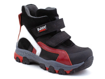 026-111-214-422-01-143 (26-30) Джойшуз (Djoyshoes) ботинки детские ортопедические профилактические утеплённые, замша, велюр, кожа, черный, красный, белый в Астане
